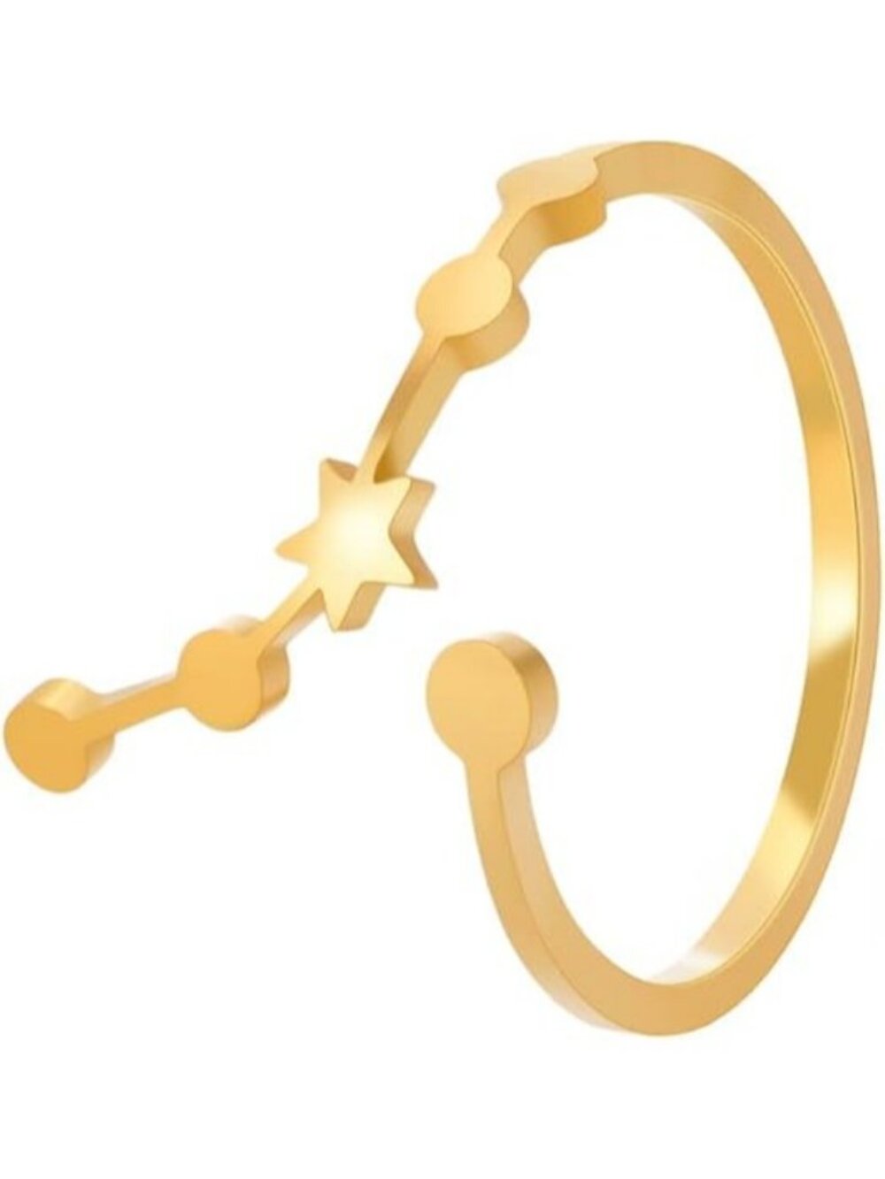 Aries Gold Adjustable Zodiac Sign Constellation Stainless Steel Ring